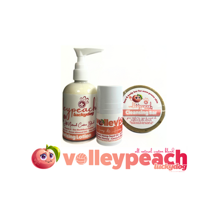 Volleypeach Gift Set(Moisturizing Lotion, Hemp & Honey Lip Butter, Cleansing Bar)